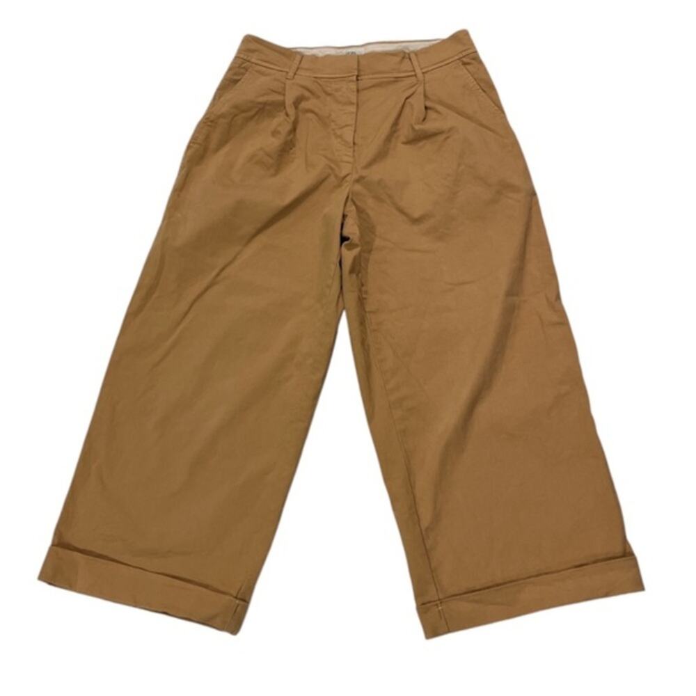 J.Crew Wide Leg Pleated Cuffed Cropped Straight Chino Pants Size 4 Minimalist